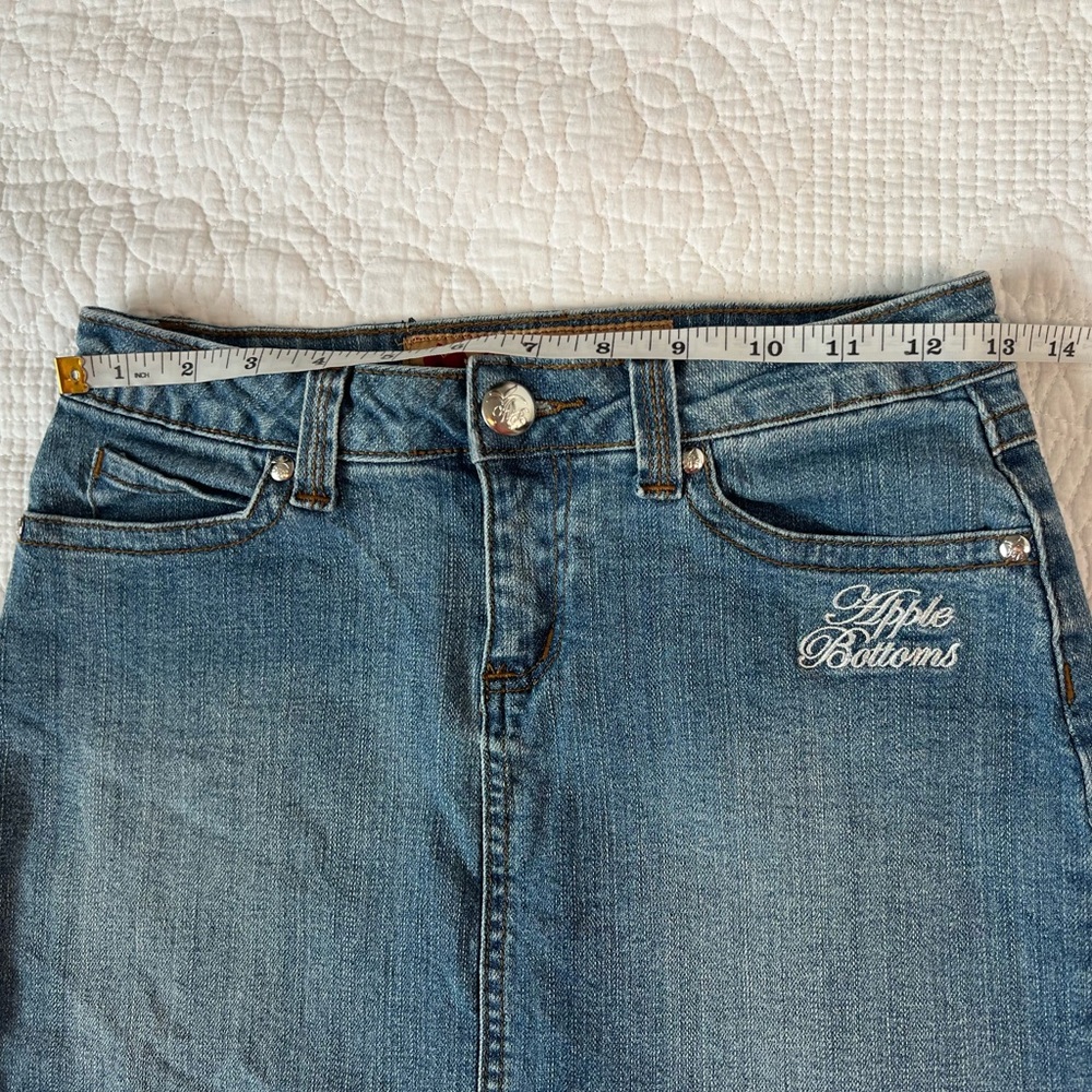 Vintage Y2K Apple Bottoms Rhinestone Denim Mini Skirt - Picture 9 of 12
